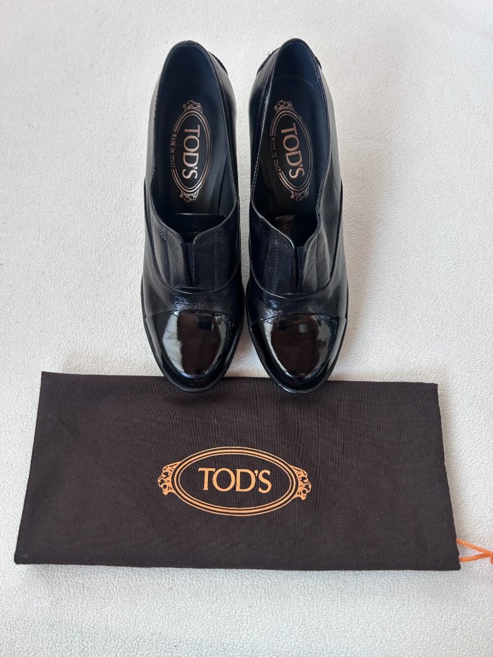 TOD'S Black Leather Cap Toe Heels – Women's EU 37 | Made in Italy ✨